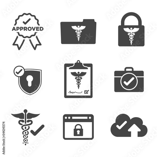 HIPAA Compliance icon set with hippa image involving medical privacy