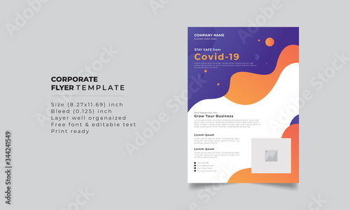 Vector covid 19 corporate brochure flyer template