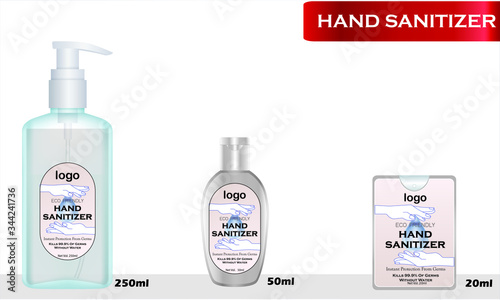 Hand sanitizer label design vector graphic template for packaging design.
