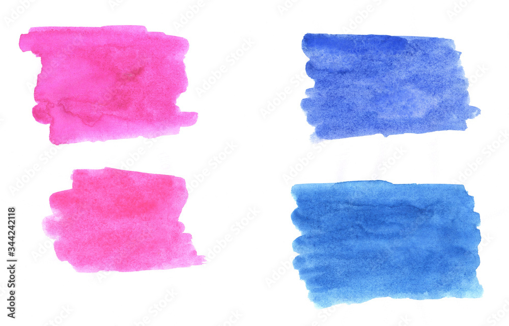 Obraz premium watercolor stains blue and pink hand drawn aquarelle