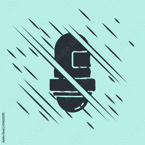 Black Antiperspirant deodorant roll icon isolated on green background. Cosmetic for body hygiene. Glitch style. Vector Illustration