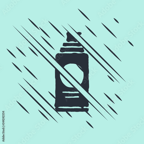 Black Spray can for hairspray, deodorant, antiperspirant icon isolated on green background. Glitch style. Vector Illustration