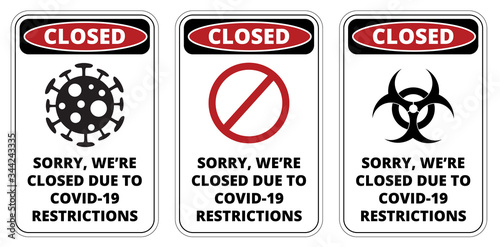 Covid-19 closed sign set