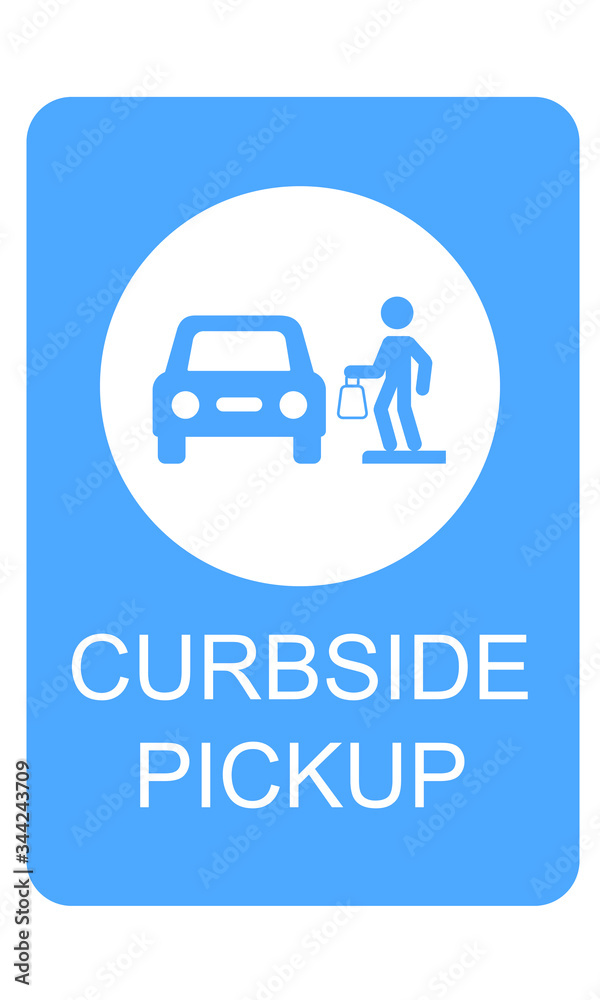 Curbside Pickup illustrated vector clip art sign symbolizing a designated area Curbside Pickup illustrated vector clip art sign symbolizing a designated area