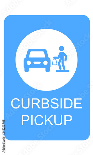 Curbside Pickup illustrated vector clip art sign symbolizing a designated area 