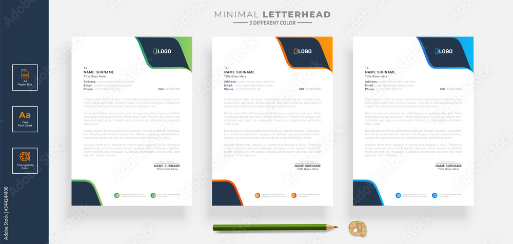 Simple creative modern letterhead templates for your project design, Vector illustration