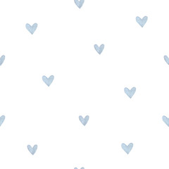Crédence de cuisine Aquarelle ensemble 1 patrons Blue heart seamless pattern. Watercolor hearts. Packaging design for gift boxes, textile, print, fabric, wallpaper.  © BloomPix