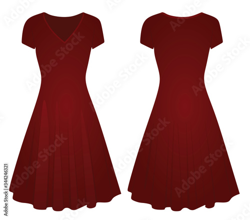 Red woman dress. vector illustration