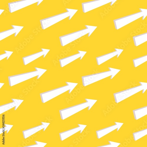 Vector bright seamless pattern with white arrow on yellow color