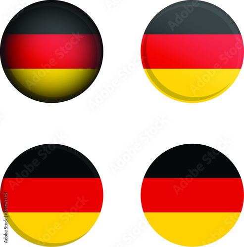 Round Country Flag in different styles disc badge vector illustration Germany