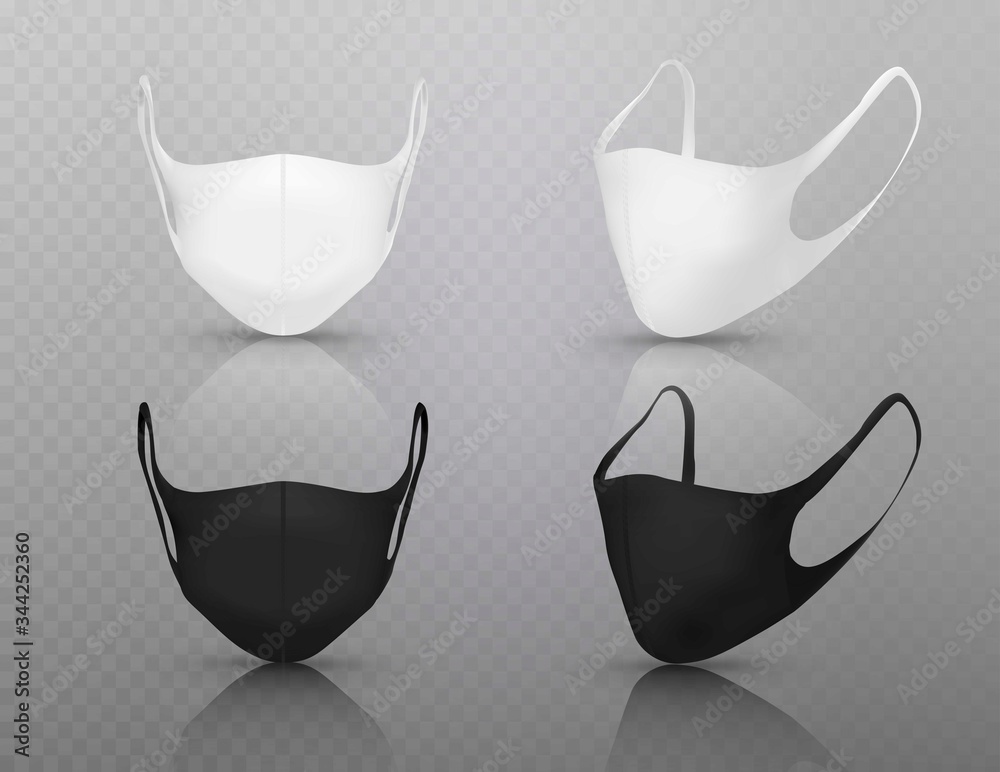 Coronavirus white and black mask, Protective medical masks Various respirators for health care, Air pollution, Mask Vector, Doctor Mask, Coronavirus in China, Face mask protection, Covid-19.