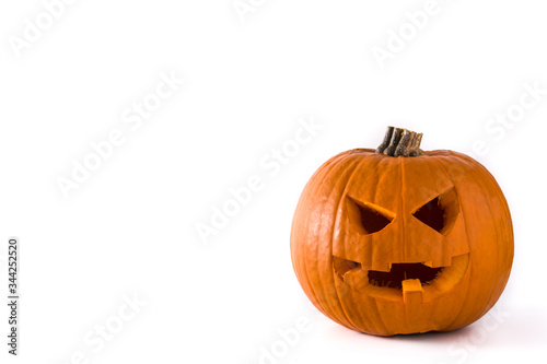 Natural halloween pumpkin isolated on white background