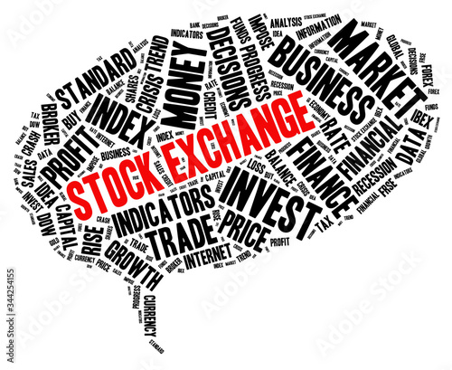 Stock exchange speech bubble shaped word cloud photo