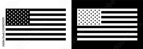 American Flag in Blank and White Color
