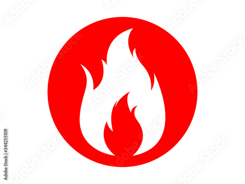 fire icon red button on a white background, vector illustration.