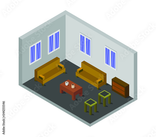 isometric lounge room