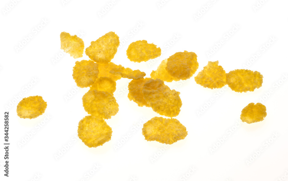 corn flakes isolated on white background. view from above corn flakes isolated on white background. view from above