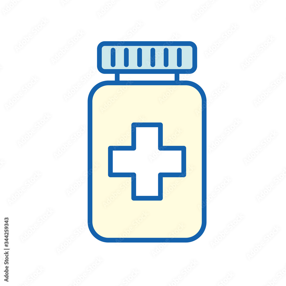 Medicine jar with cross line and fill style icon vector design Medicine jar with cross line and fill style icon vector design