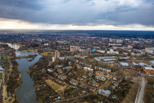 Panorama of the city of Ivanovo with the river Uvod from a bird's eye view. © Valery Smirnov