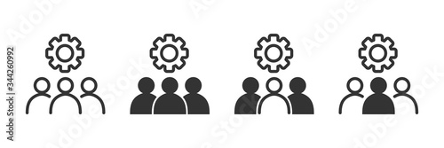 Communication icons in four different versions in a flat design
