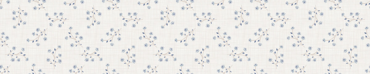 Handdoek met foto Landelijke stijl patronen Blauwe linnen bloemenrand landelijke keuken  © Limolida Studio