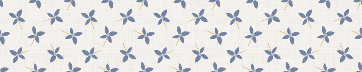 Handdoek met foto Landelijke stijl patronen Shabby chic bloemenrand blauw linnen  © Limolida Studio