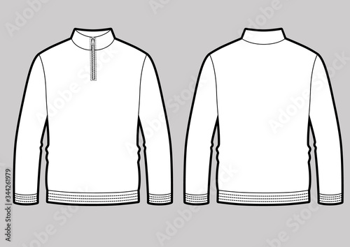 Longsleeve t-shirt illustration with zipper on the neck