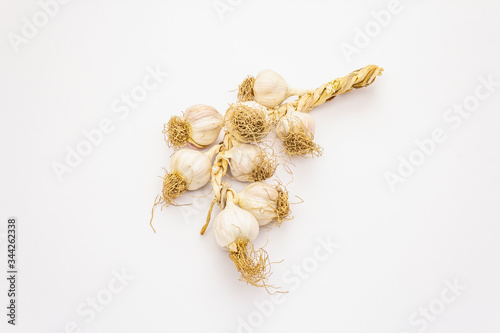 Ripe garlic heads isolated on white background