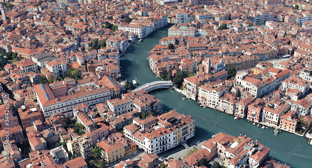 Venice Italy from the altitude of the quadrocopter, Grand canal, 2019 in 3D
