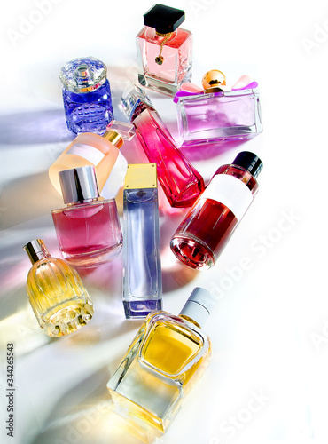 Colorful glass perfume bottles