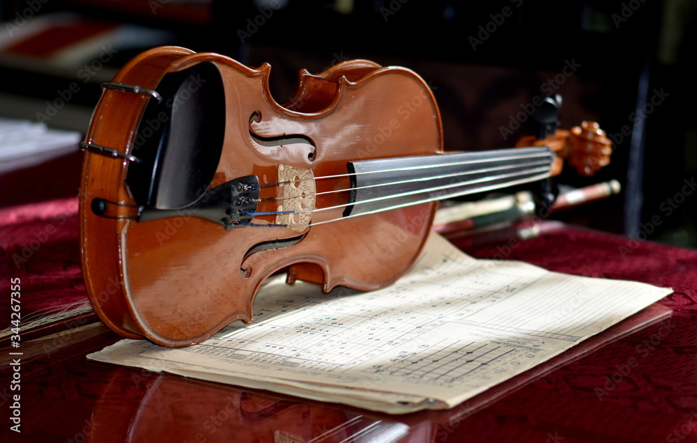 Fototapeta premium violin and bow on white background