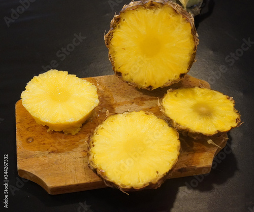 Sliced pineapple .