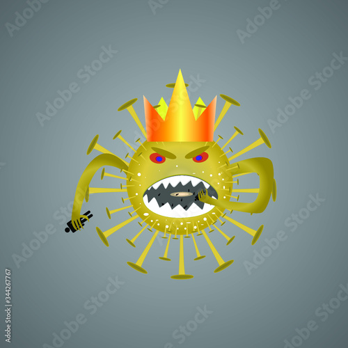 CORONAvirus eats people icon, emblem, vector, pandemic, end of the world, armageddon, extinction, extermination of people, vector illustration
