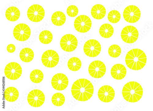 orange slices pattern background, top view of orange slice vector illustration