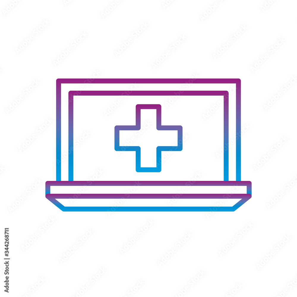 Fototapeta premium laptop with cross gradient line style icon vector design
