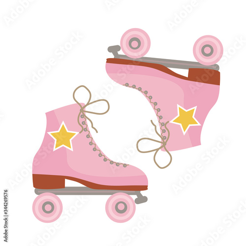 Retro roller skates icon hipster style. Modern vintage. Vector illustration