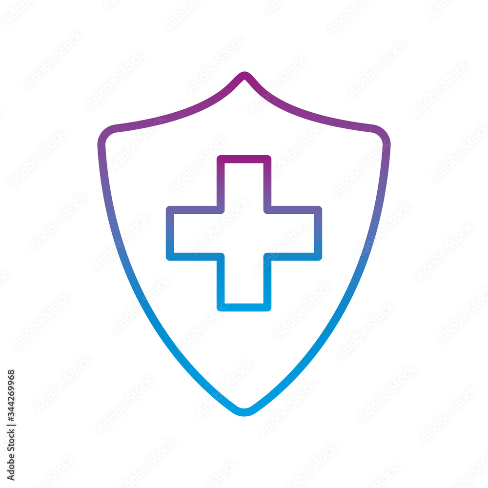 Obraz premium shield with cross gradient line style icon vector design