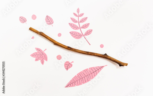 Leaf Set. Hand-drawn decorative elements, doodle floral elements. Black line ink hand drawn art. White background ready for copywriting. Perfect for invitations, greeting cards, posters, prints.