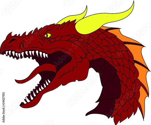 Dragon Side View with Fang Tongue