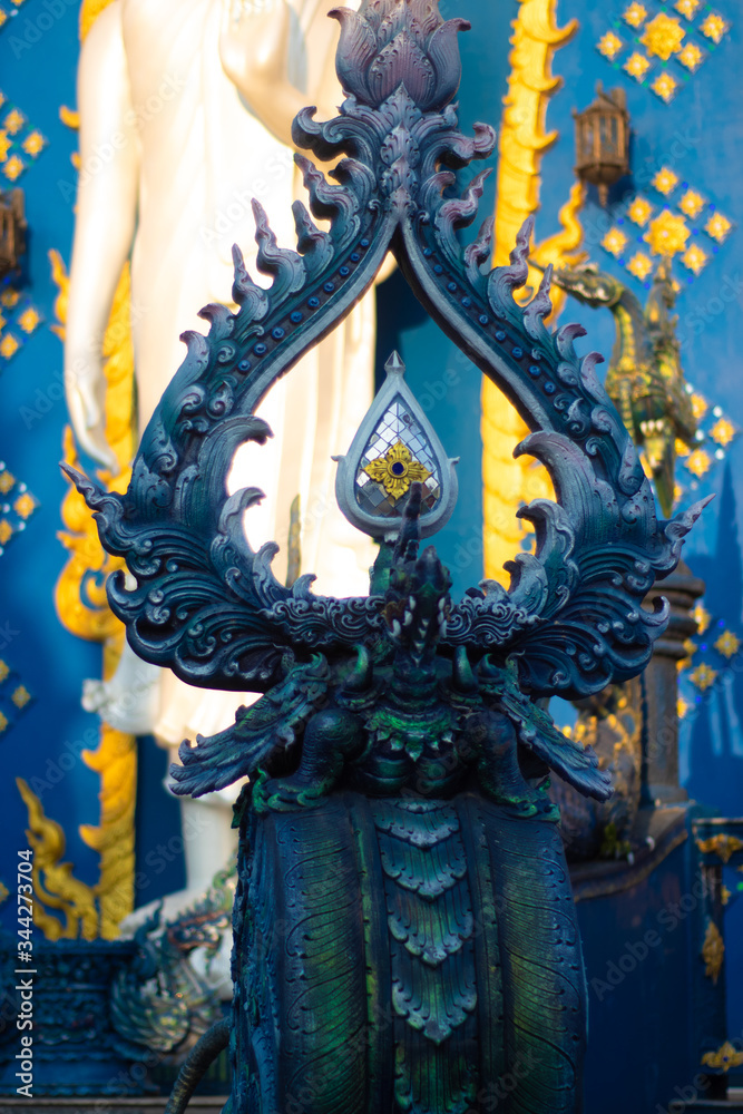 A beautiful view of Wat Rong Suea Ten, the Blue Temple at Chiang Rai, Thailand. A beautiful view of Wat Rong Suea Ten, the Blue Temple at Chiang Rai, Thailand.