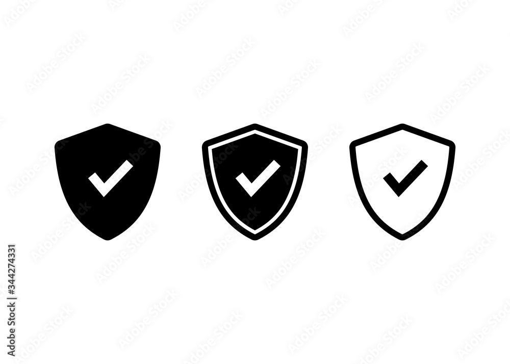 Shield Check Mark icon, Shield Check Mark sign and symbol vector design Shield Check Mark icon, Shield Check Mark sign and symbol vector design