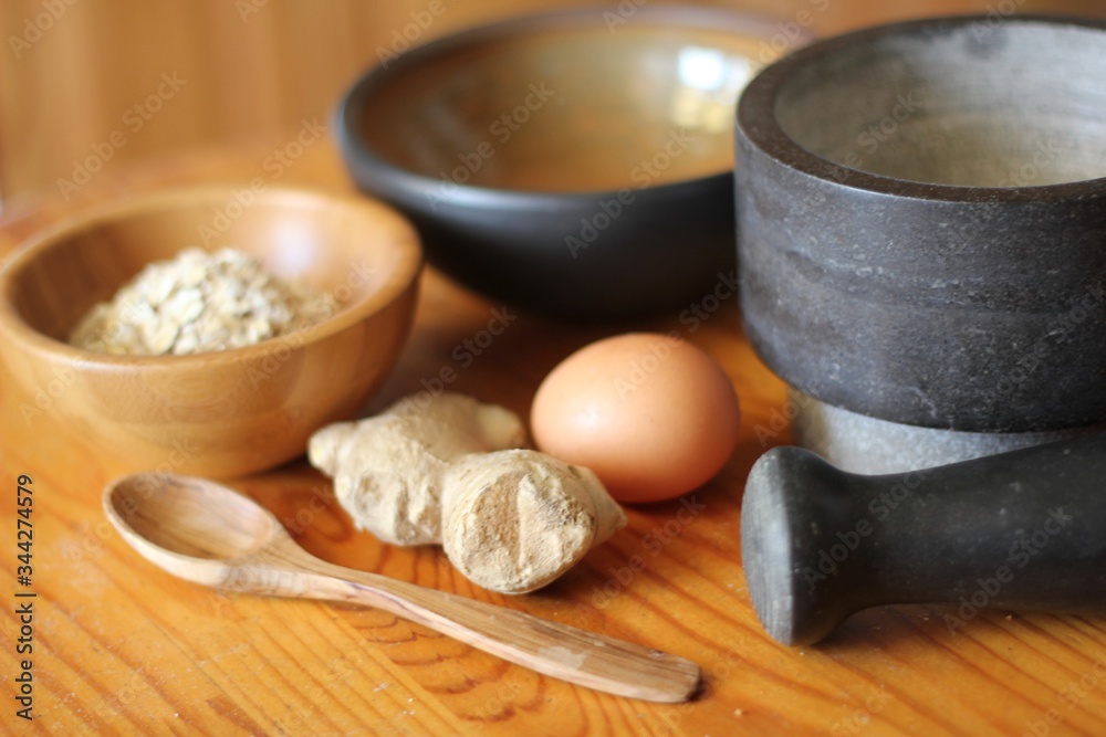 Fototapeta premium Preparing ingredients for baking homemade cookies or pastry with ginger