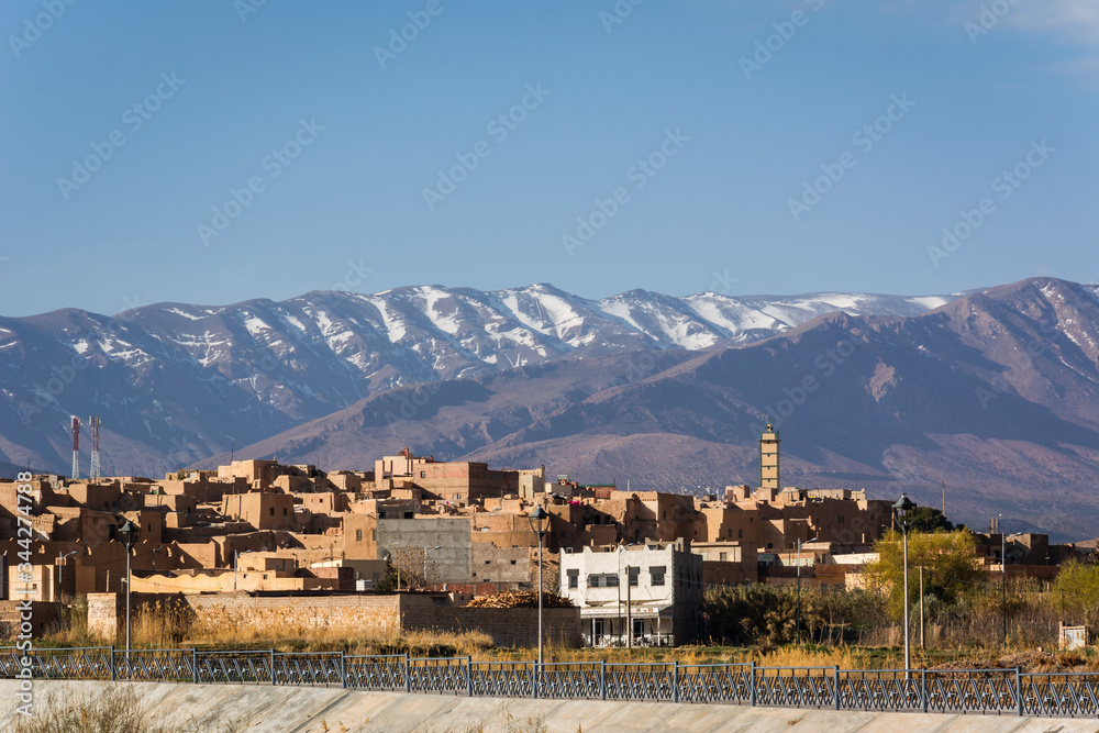 Midelt Cityscape of Midelt town in central Morocco between the High Atlas and ...