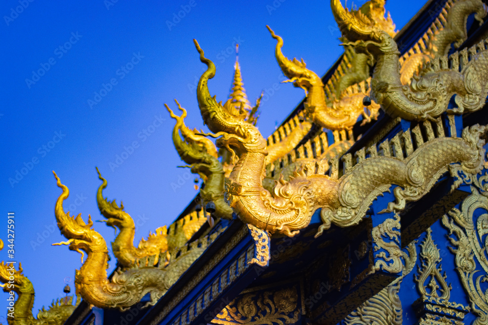 A beautiful view of Wat Rong Suea Ten, the Blue Temple at Chiang Rai, Thailand. A beautiful view of Wat Rong Suea Ten, the Blue Temple at Chiang Rai, Thailand.