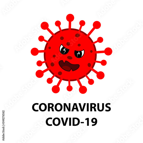 Cartoon ugly character of coronavirus vector illustration.