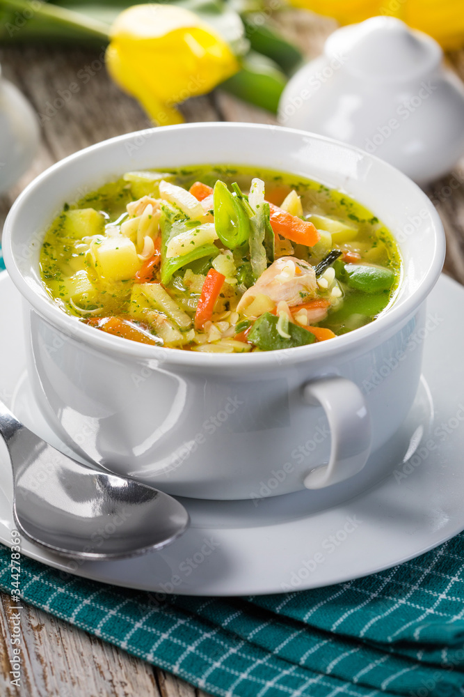 Fresh vegetable soup. Selective focus. Fresh vegetable soup. Selective focus.