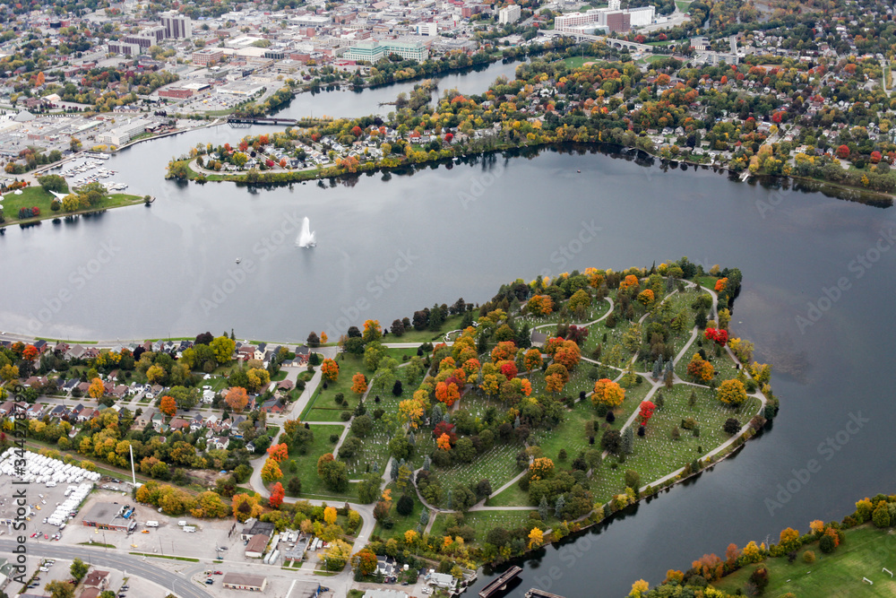 Fototapeta premium Overhead view of Peterborough, Ontario, Canada