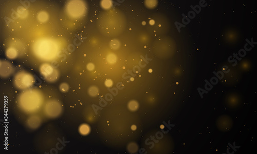 Abstract magical background with bokeh lights effect, black and white, silver, gold glitter for Christmas, for your banner, post