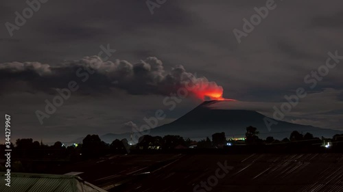 Mount Nyiragongo, Republic of Congo - Active Volcano Steam Timelapse at Night - 2019 photo