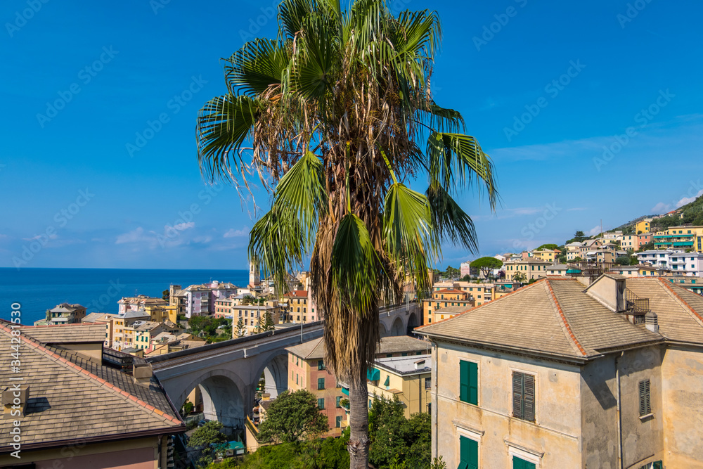 Bogliasco, Italy - August 19, 2019: Picturesque resort Bogliasco on Ligurian seashore near Genoa in Liguria, Italy